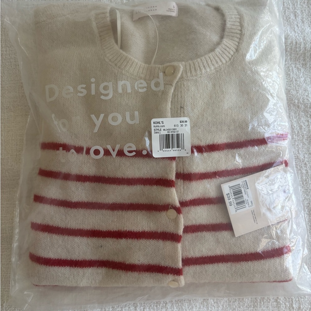 Striped Cream and Red Women's Sweater